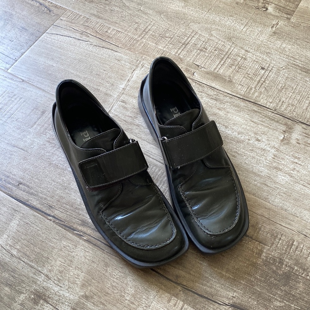 Green Prada loafers